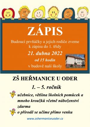 Zápis dětí do 1. třídy na školní rok 2022 - 2023 1