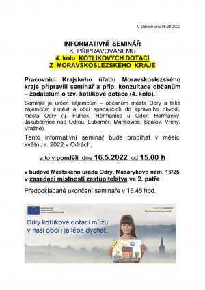 Informativní seminář ke 4. kolu kotlíkových dotací z MSK